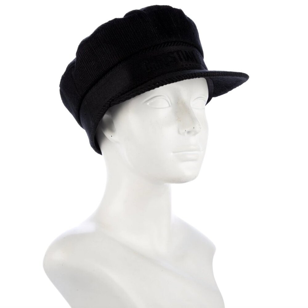 Black Christian Dior Corduroy Paper Boy Hat Size 58